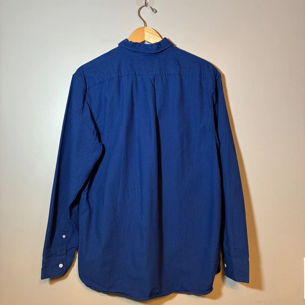Banana Republic Organic Cotton Blue Pinstripe Button Down Shirt Mens Large L